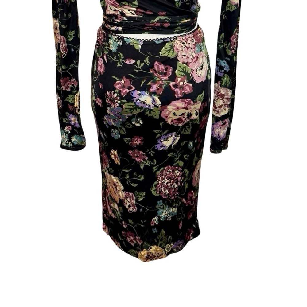 Rouje Paris Caro Slip Skirt in Jardin D'Atomne Noir 34/US2 - Picture 5 of 9